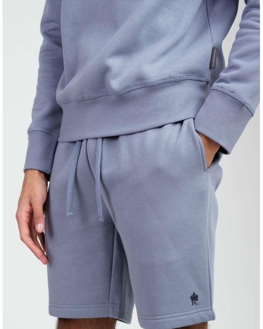 French Connection Blue Cotton Blend Sweatshirt And Shorts Co Ord Set for men