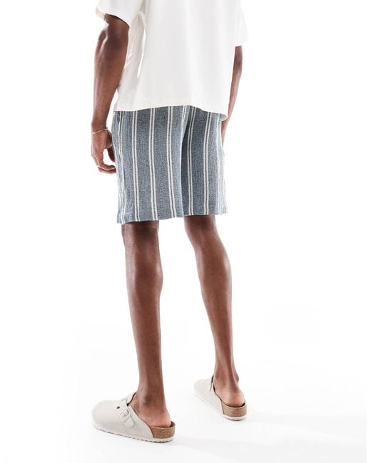 Pull&Bear Blue Rustic Pull On Shorts for men