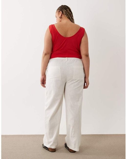 ASOS Red Asos Design Curve Linen Look Pull On Trousers