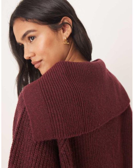 ASOS Red Sailor Collar Fisherman Rib Cardigan