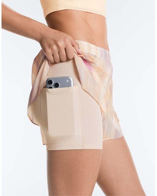 Oysho Yellow Mid-rise 2-in-1 Tie-dye Technical Shorts
