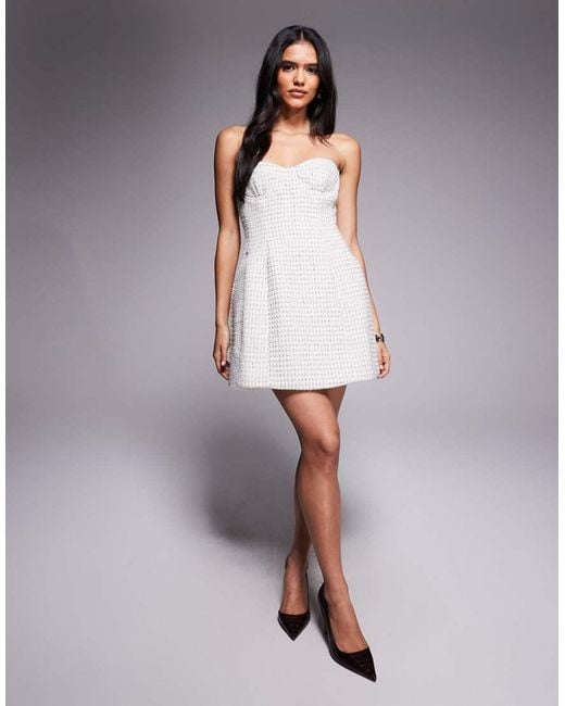 Bardot Gray Florine Boucle Strapless Tailored Mini Dress