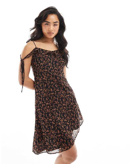Glamorous Black Asymmetric Ruffle Mini Dress