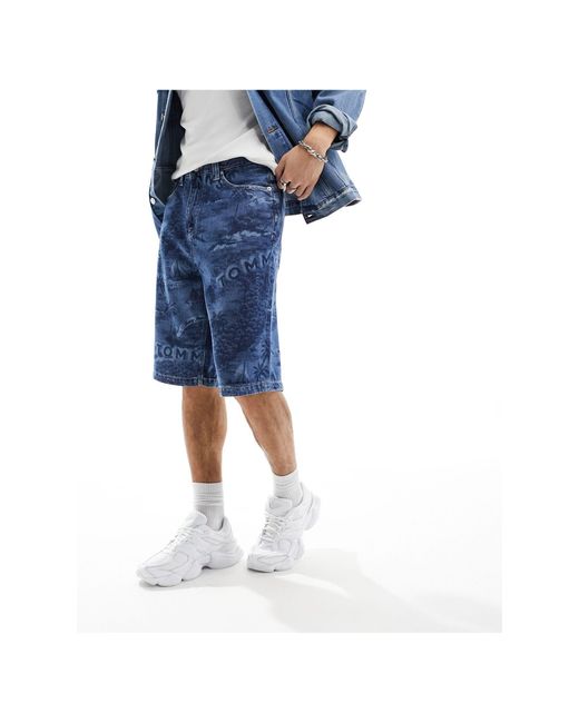 Pantalones cortos holgados con lavado medio aiden Tommy Hilfiger de hombre de color Blue