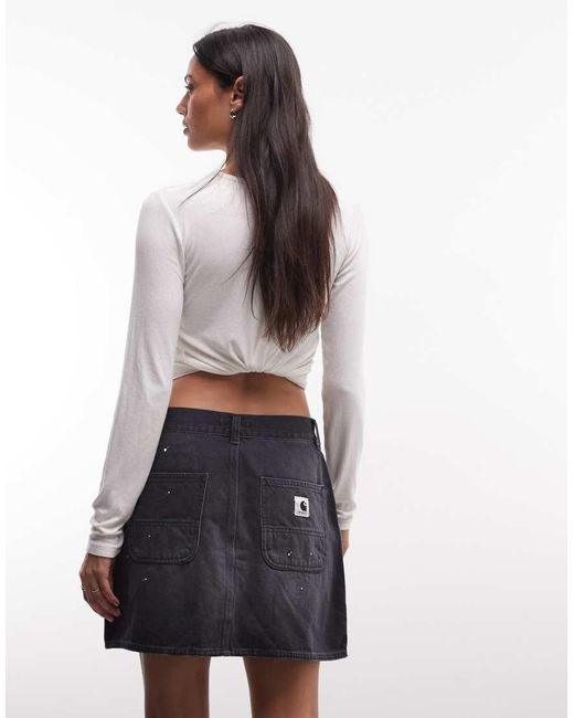 Carhartt Black Maeve Double Knee Denim Mini Skirt With Paint Splatter Effect Co-ord