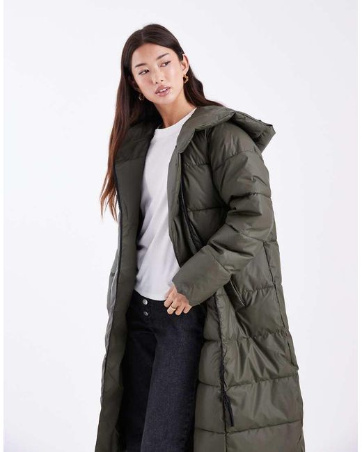 Vero Moda Gray Longline Hooded Puffer Coat
