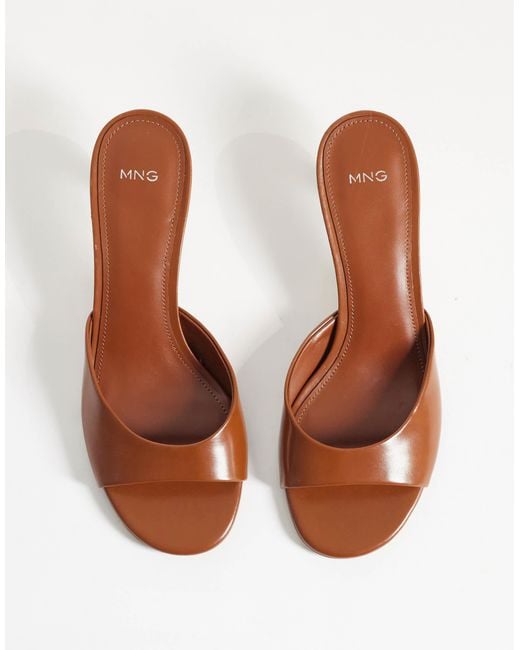 Mango Brown Heeled Mules