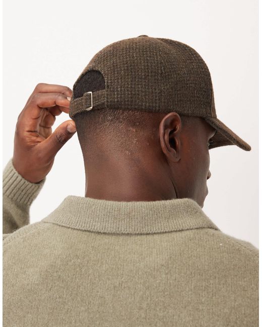 ASOS Brown Brushed Plaid Cap for men