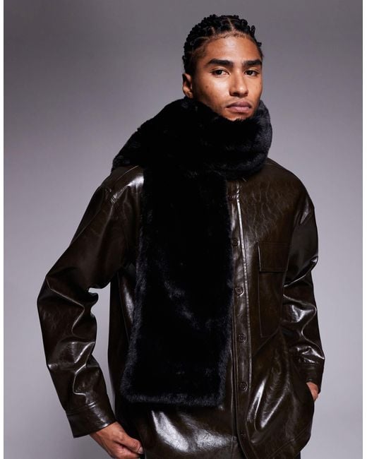 Écharpe en fausse fourrure duveteuse ASOS pour homme en coloris Black