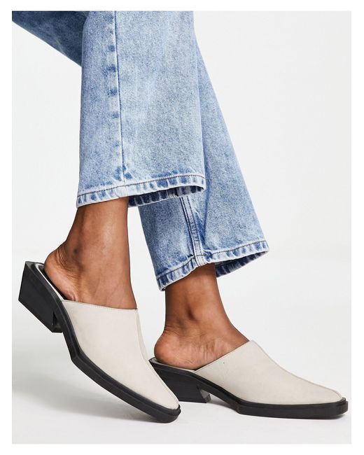 ASOS Memento Suede Western Flat Mules in Natural Lyst UK