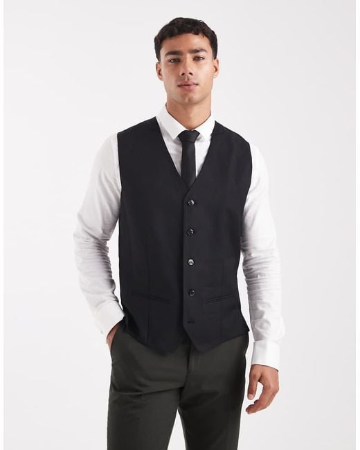 Jack & Jones Blue Slim Fit Wool Blend Waistcoat for men