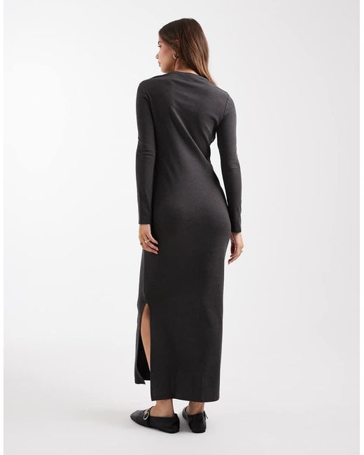 Mango Black Teen Knit Maxi Dress With Wrap Detail