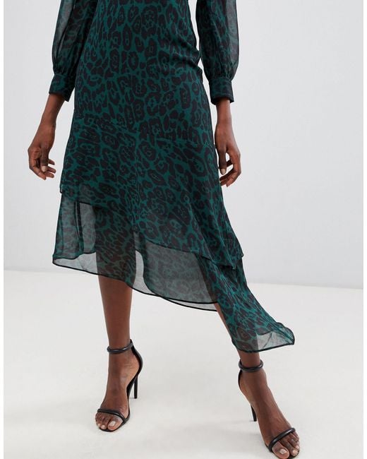 warehouse green leopard print dress