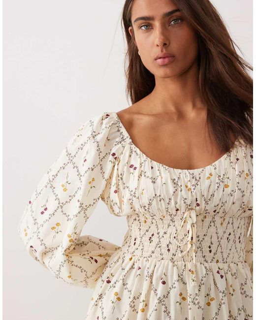 Miss Selfridge Natural Milkmaid Maxi Dress