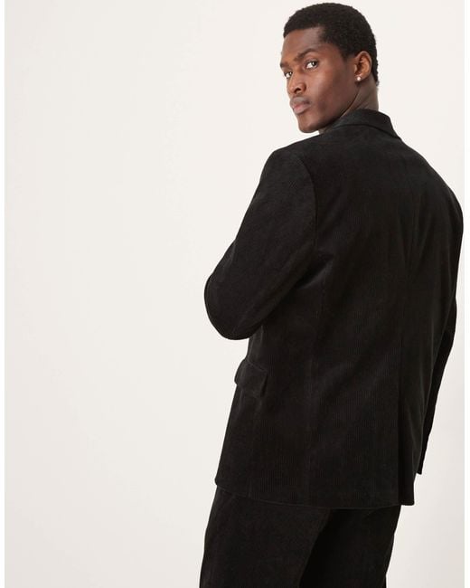 SELECTED Black Bowie Regular Fit Cord Suit Jacket for men