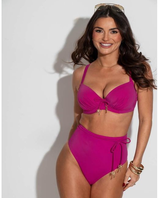 Pour Moi Purple Madrid Plunge Bikini Top