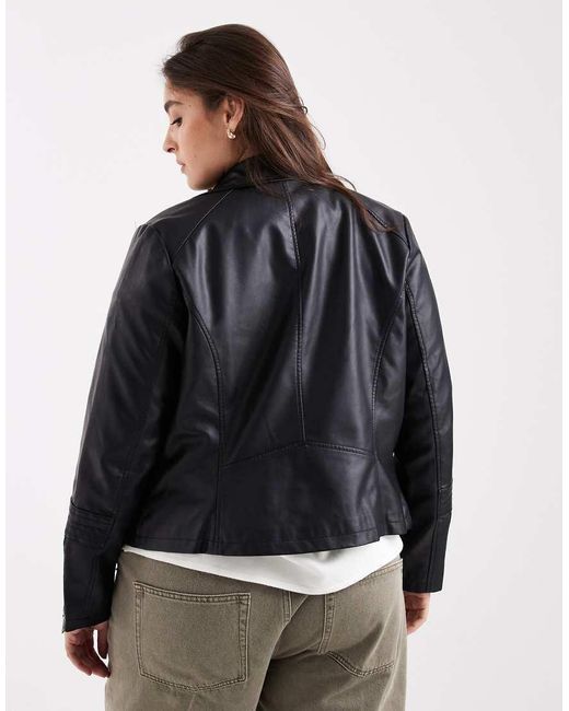 ONLY Black Faux Leather Biker Jacket