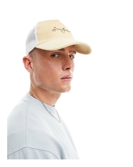 Cappellino - cappellino con visiera beige e bianco con logo di Sean John in White da Uomo