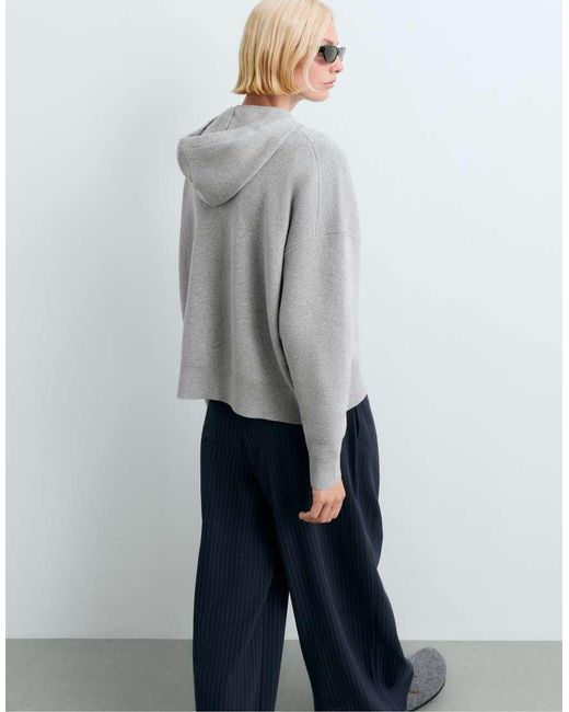 Oysho Gray Cotton-blend Knit Hoodie