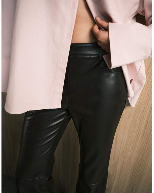 Mango Brown Faux Leather Flared Trouser