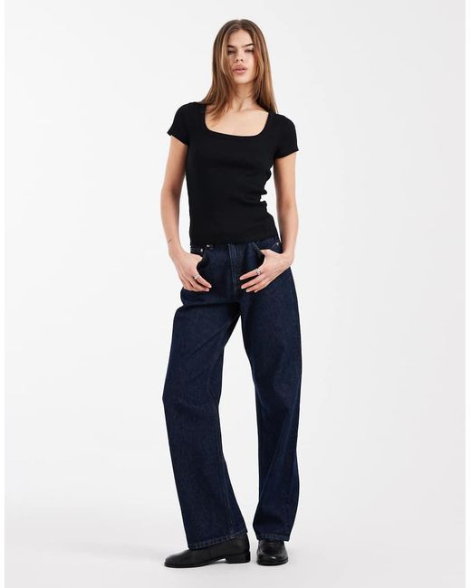 New Look Blue Square Neck Tee