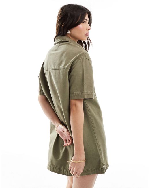 ASOS Natural Denim Short Sleeve Shirt Dress