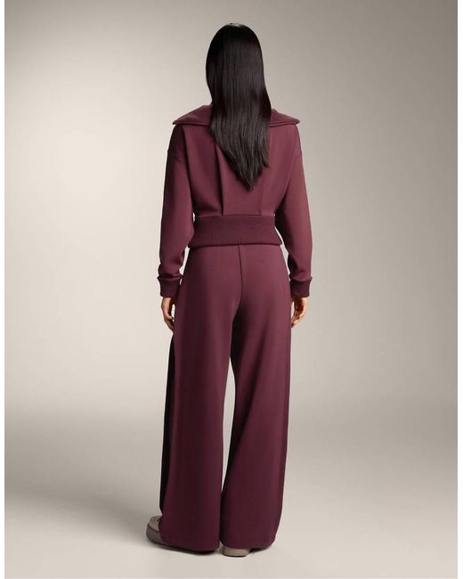 Oysho Red Cocoon Trousers With Side Pleat And Brushed Modal