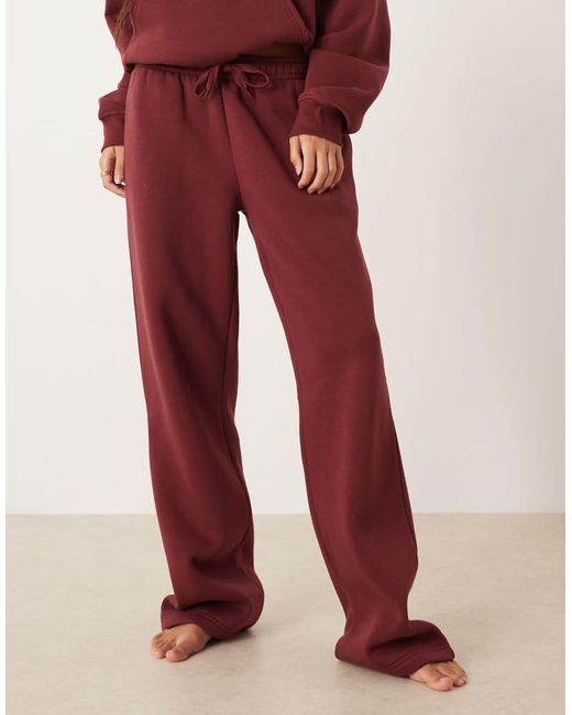 Gina Tricot Red Loose Fit Straight Leg Sweatpants
