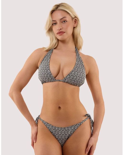 Wolf & Whistle Brown Misqua Textured Tie Side Bikini Brief