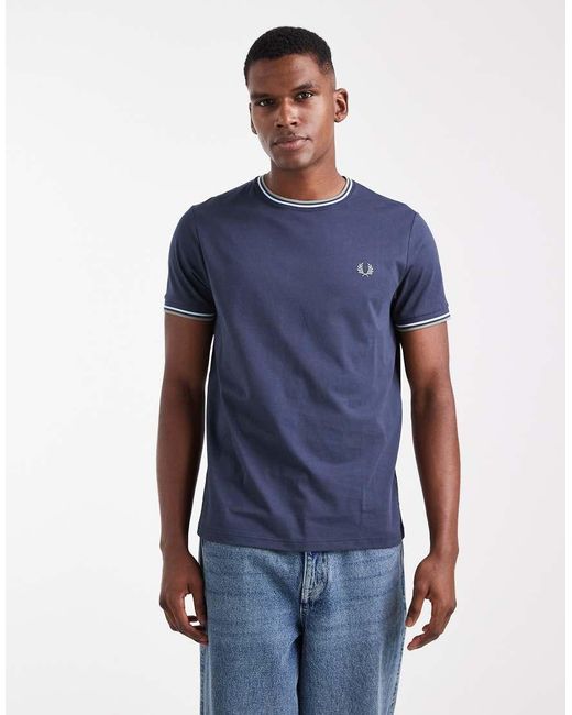 Fred Perry Blue Twin Tipped T-Shirt for men