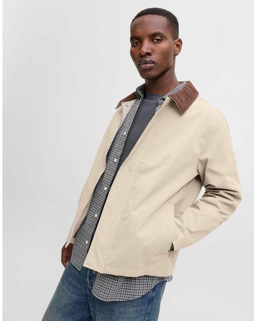 Jack & Jones Natural Harrington Jacket With Contrast Collar for men