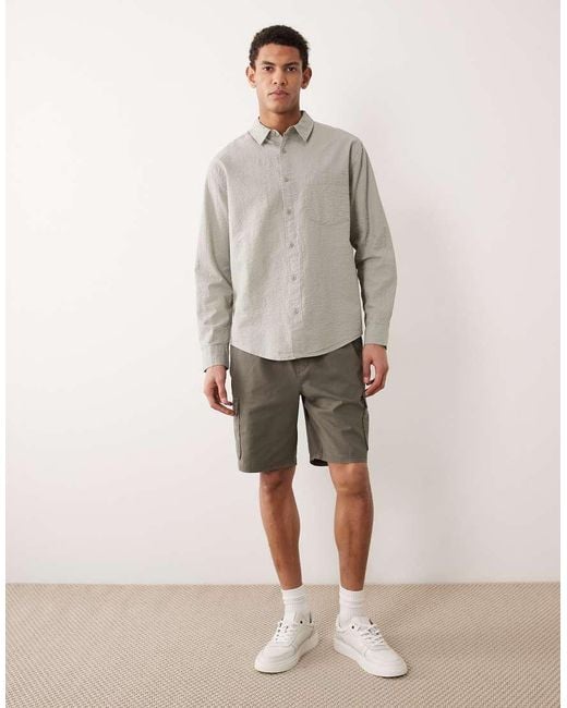 ASOS Gray Relaxed Seersucker Shirt for men