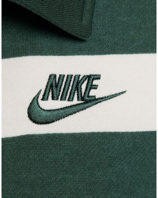 Nike Green Phoenix Cropped Striped Polo Top
