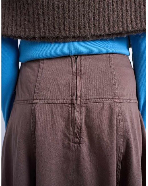 TOPSHOP Wijde Denim Maxirok in het Blue