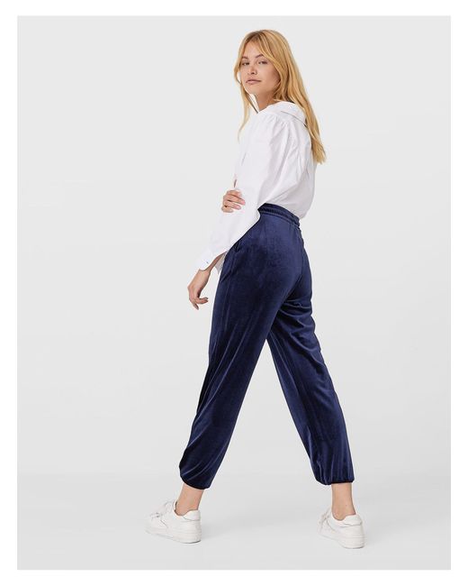 Stradivarius Velvet jogger in Blue 