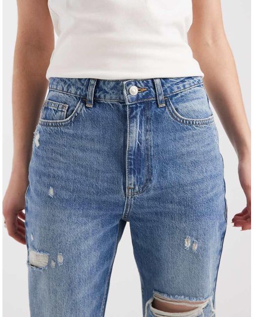 ASOS Blue Ripped 90s Straight