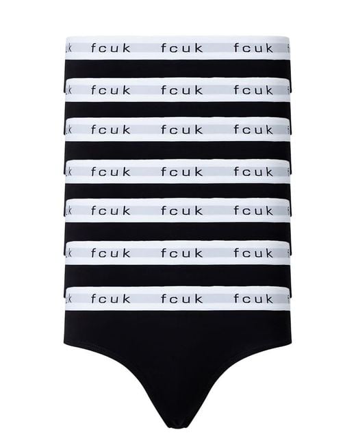 French Connection Black 7 Pack Cotton Fcuk Ladies Briefs