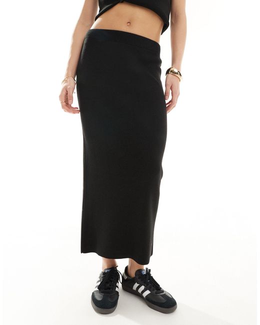 ASOS Black Knitted Midaxi Skirt Co-ord