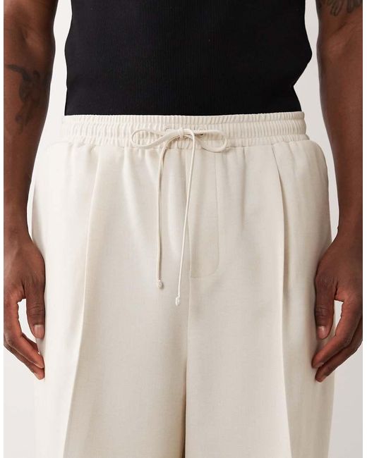 ASOS Natural Tailored Pull On Bermuda Shorts for men