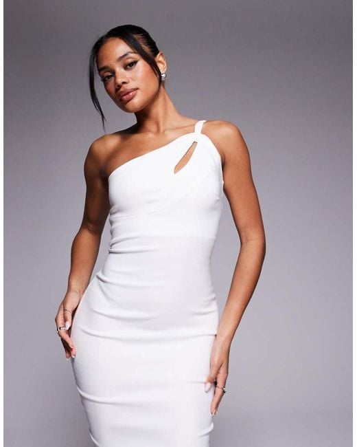 Vesper Gray One Shoulder Strappy Bodycon Midaxi Dress With Cut Out