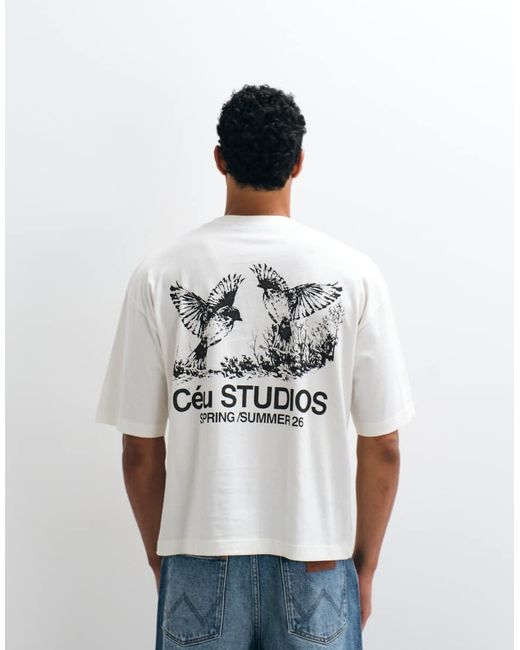 ASOS Gray Boxy Oversized T-shirt With Bird Graphic for men