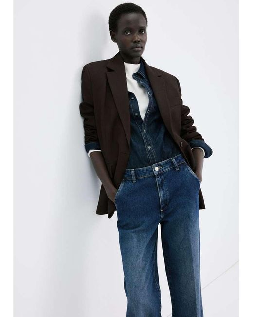Mango Blue Mae 100% Cotton baggy Jean