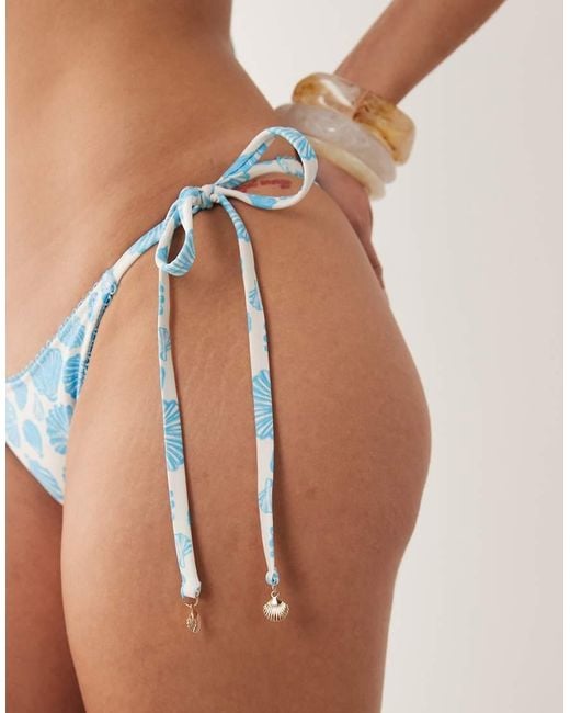 Peek & Beau Pink Shell Print Tieside Bikini Bottoms