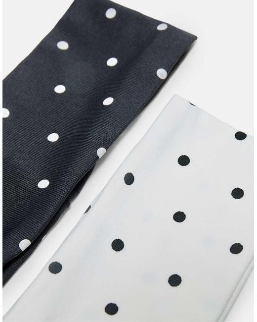 Stradivarius White Set Of 2 Elasticated Polka Dot Hair Bands