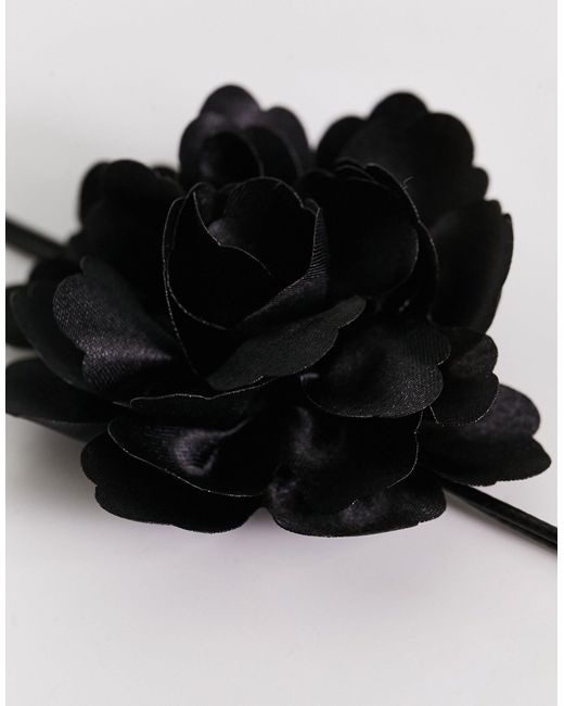 Monki Black Rose Corsage Necklace