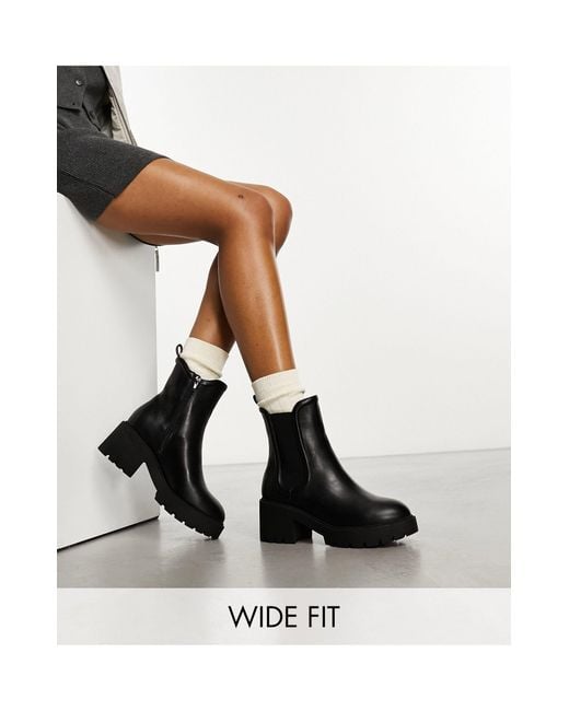 New Look Black Wide Fit Chunky Chelsea Boots