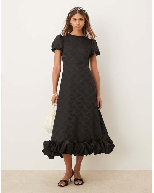 Sister Jane Black Puff Sleeve Bubble Hem Maxi Dress