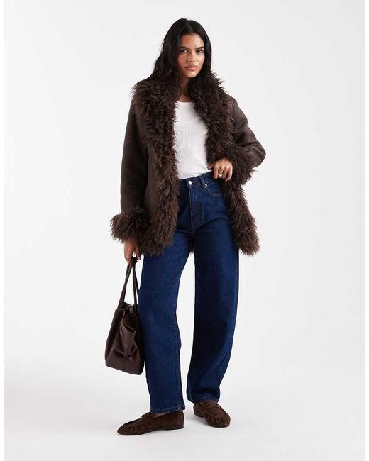 Cotton On Brown 70's Faux Fur Penny Lane Coat