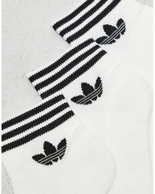 Adidas Originals White Adicolor Trefoil 3 Pack Ankle Socks