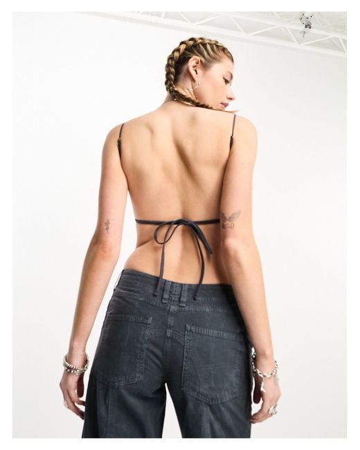 Edikted Gray Strappy Backless Crop Top